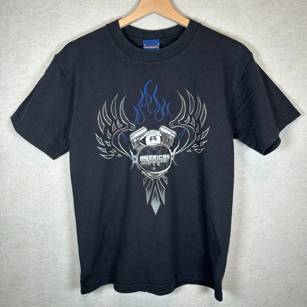 American Chopper T Shirt Mens Large Black Biker Flame Graphic Motorcycle Grunge